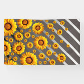 Schöne gelbe Blumen auf grauen, silbernen Streifen Banner (Horizontal)