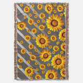Schöne gelbe Blumen auf grauen, silbernen Streifen Decke (Vorderseite Vertikal)