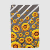 Schöne gelbe Blumen auf grauen, silbernen Streifen Golfhandtuch (Vorderseite)