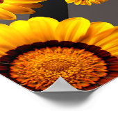 Schöne gelbe Blumen auf grauen, silbernen Streifen Poster (Ecke)