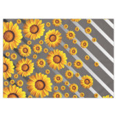 Schöne gelbe Blumen auf grauen, silbernen Streifen Tischdecke (Vorderseite (Horizontal))