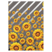 Schöne gelbe Blumen auf grauen, silbernen Streifen Tischdecke (Vorderseite)