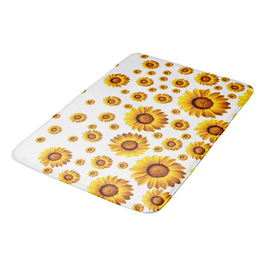 Schöne gelbe Blumen Badematte (Schrägansicht)