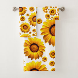 Schöne gelbe Blumen Badhandtuch Set