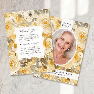 Schöne gelbe Blumen-Foto-Beileid-Funeral Dankeskarte