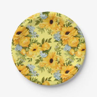Schöne gelbe Blumen Pappteller