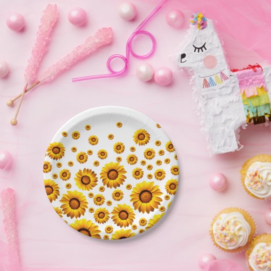 Schöne gelbe Blumen Pappteller (Party)