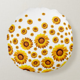 Schöne gelbe Blumen Rundes Kissen