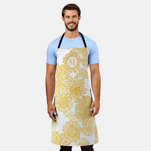Schöne gelbe Blumen Schürze (Getragen)