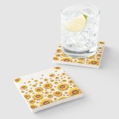 Schöne gelbe Blumen Steinuntersetzer (Seitenansicht)