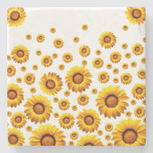 Schöne gelbe Blumen Steinuntersetzer (Vorderseite)