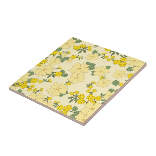 Schöne gelbe Blumenart Fliese (Seite)