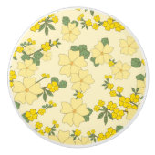 Schöne gelbe Blumenart Keramikknauf (Vorderseite)