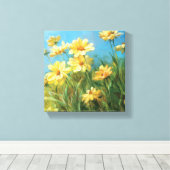 Schöne gelbe Daisies Leinwanddruck (Insitu (Holzboden))