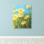 Schöne gelbe Daisies Leinwanddruck (Insitu (Holzboden))