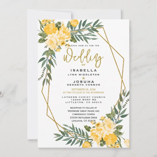 Schöne gelbe Flora Einladung (Vorderseite)