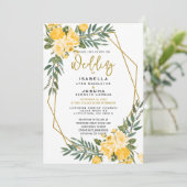 Schöne gelbe Flora Einladung (Stehend Vorderseite)