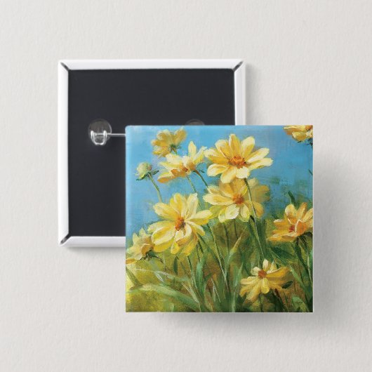 Schöne gelbe Gänseblümchen Button (Vorne & Hinten)