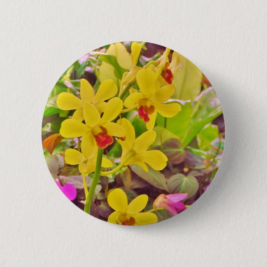 Schöne gelbe Herbstorchideen Button (Vorderseite)