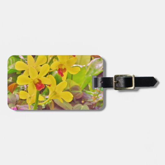 Schöne gelbe Herbstorchideen Gepäckanhänger (Vorderseite horizontal)