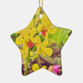 Schöne gelbe Herbstorchideen Keramik Ornament (Links)