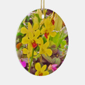 Schöne gelbe Herbstorchideen Keramikornament (Rechts)