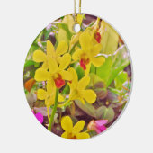 Schöne gelbe Herbstorchideen Keramikornament (Links)