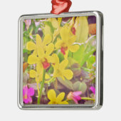 Schöne gelbe Herbstorchideen Ornament Aus Metall (Links)