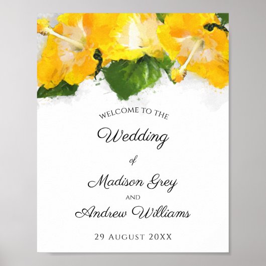 Schöne Gelbe Hibiskus Blume Art Wedding Poster (Vorne)