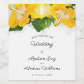 Schöne Gelbe Hibiskus Blume Art Wedding Weinetikett (Einzelnes Label)