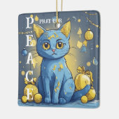 Schöne Gelbe Katze mit blauen Augen - ukraine Keramikornament (Links)