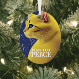 Schöne Gelbe Katze mit blauen Augen - ukraine Ornament Aus Metall