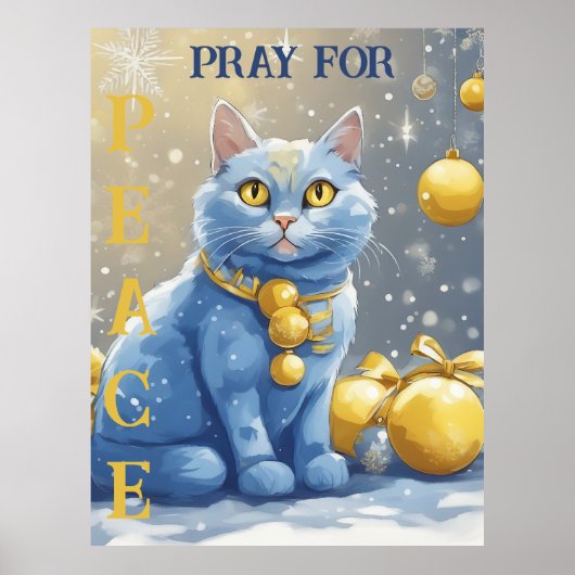 Schöne Gelbe Katze mit blauen Augen - ukraine Poster (Vorne)