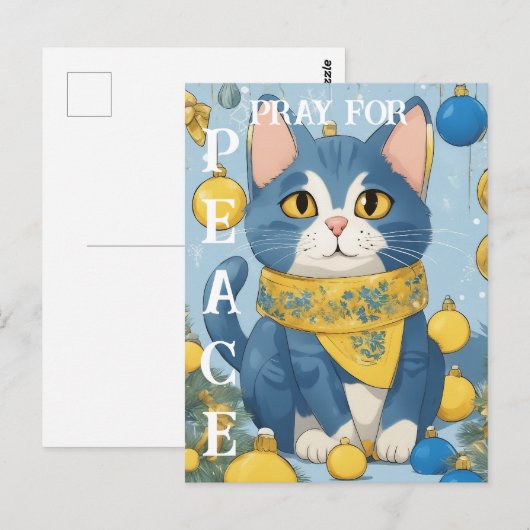 Schöne Gelbe Katze mit blauen Augen - ukraine Postkarte (Vorne/Hinten)