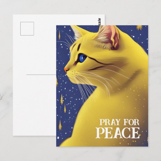 Schöne Gelbe Katze mit blauen Augen - ukraine Postkarte (Vorne/Hinten)