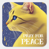 Schöne Gelbe Katze mit blauen Augen - ukraine Quadratischer Aufkleber (Vorderseite)