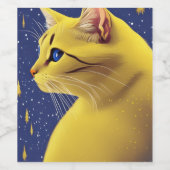 Schöne Gelbe Katze mit blauen Augen Weinetikett (Einzelnes Label)