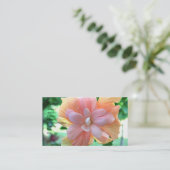 Schöne gelbe, orange und rosa Hibiskus Blume Visitenkarte (Stehend Vorderseite)
