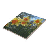Schöne, gelbe, orangefarbene Blume Fliese (Seite)