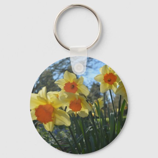 Schöne, gelbe, orangefarbene Blume Schlüsselanhänger (Vorderseite)