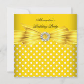 Schöne gelbe Polka Dots Geburtstagsparty Einladung (Vorderseite)