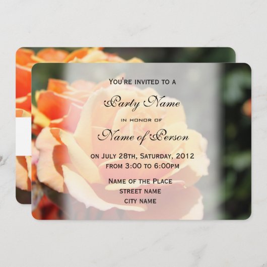 Schöne gelbe Rosa Blume alle Party Einladungen (Vorne/Hinten)