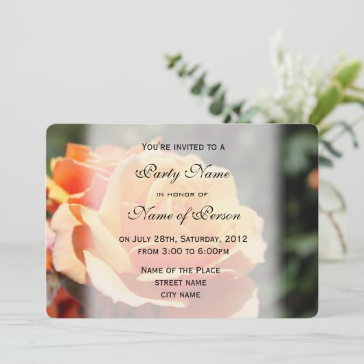 Schöne gelbe Rosa Blume alle Party Einladungen (Stehend Vorderseite)