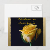 Schöne Gelbe Rose auf der Black Friendship Postcar Postkarte (Vorne/Hinten)
