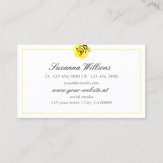 Schöne Gelbe Rose auf Lila mit Initials Chic Visitenkarte (Rückseite)