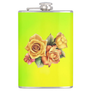 Schöne Gelbe Rose Blume Bouquet-74878 Flachmann