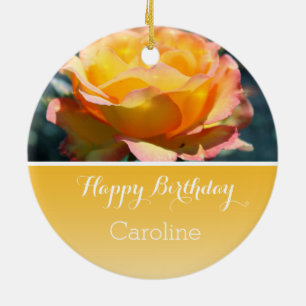 schöne gelbe Rose Geburtstagsgeschenk eines Freund Keramik Ornament