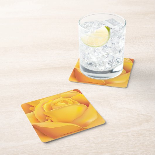 Schöne gelbe Rose Rechteckiger Pappuntersetzer (Vor Ort)
