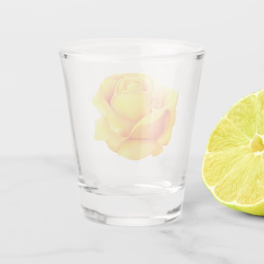Schöne Gelbe Rose Schnapsglas (Rückseite)