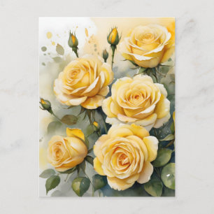 Schöne Gelbe Rosen Postkarte